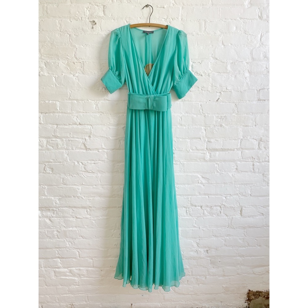 Gracia Turquoise Retro Belted Maxi Dress